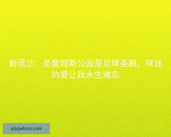 新诺兰：圣詹姆斯公园是足球圣殿，球迷的爱让我永生难忘